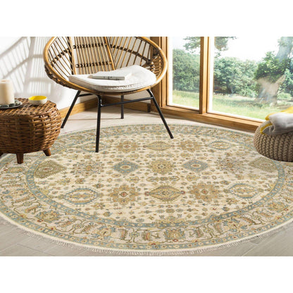Heriz Wool Hand Knotted Rug Ivory Light Gray 8.10X8.10 -O063631