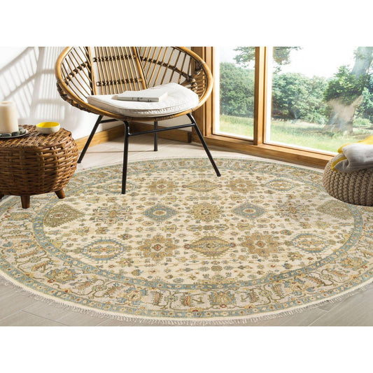Heriz Wool Hand Knotted Rug Ivory Light Gray 8.10X8.10 -O063631