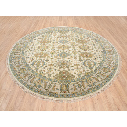 Heriz Wool Hand Knotted Rug Ivory Light Gray 8.10X8.10 -O063631