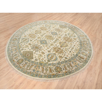 Heriz Wool Hand Knotted Rug Ivory Light Gray 8.10X8.10 -O063631