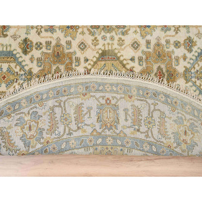 Heriz Wool Hand Knotted Rug Ivory Light Gray 8.10X8.10 -O063631