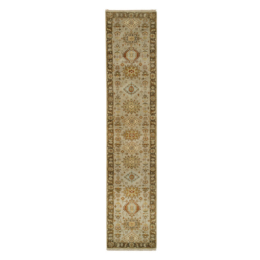 Heriz Wool Hand Knotted Rug Grey Brown 2.7X12.1 -O063634