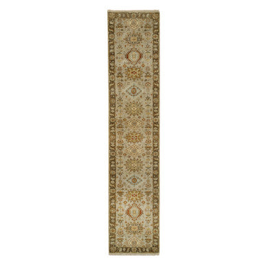 Heriz Wool Hand Knotted Rug Grey Brown 2.7X12.1 -O063634