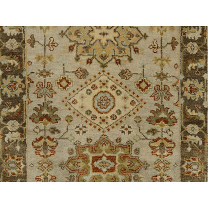 Heriz Wool Hand Knotted Rug Grey Brown 2.7X12.1 -O063634