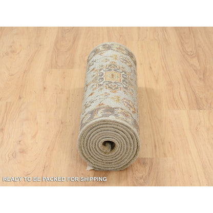Heriz Wool Hand Knotted Rug Grey Brown 2.7X12.1 -O063634