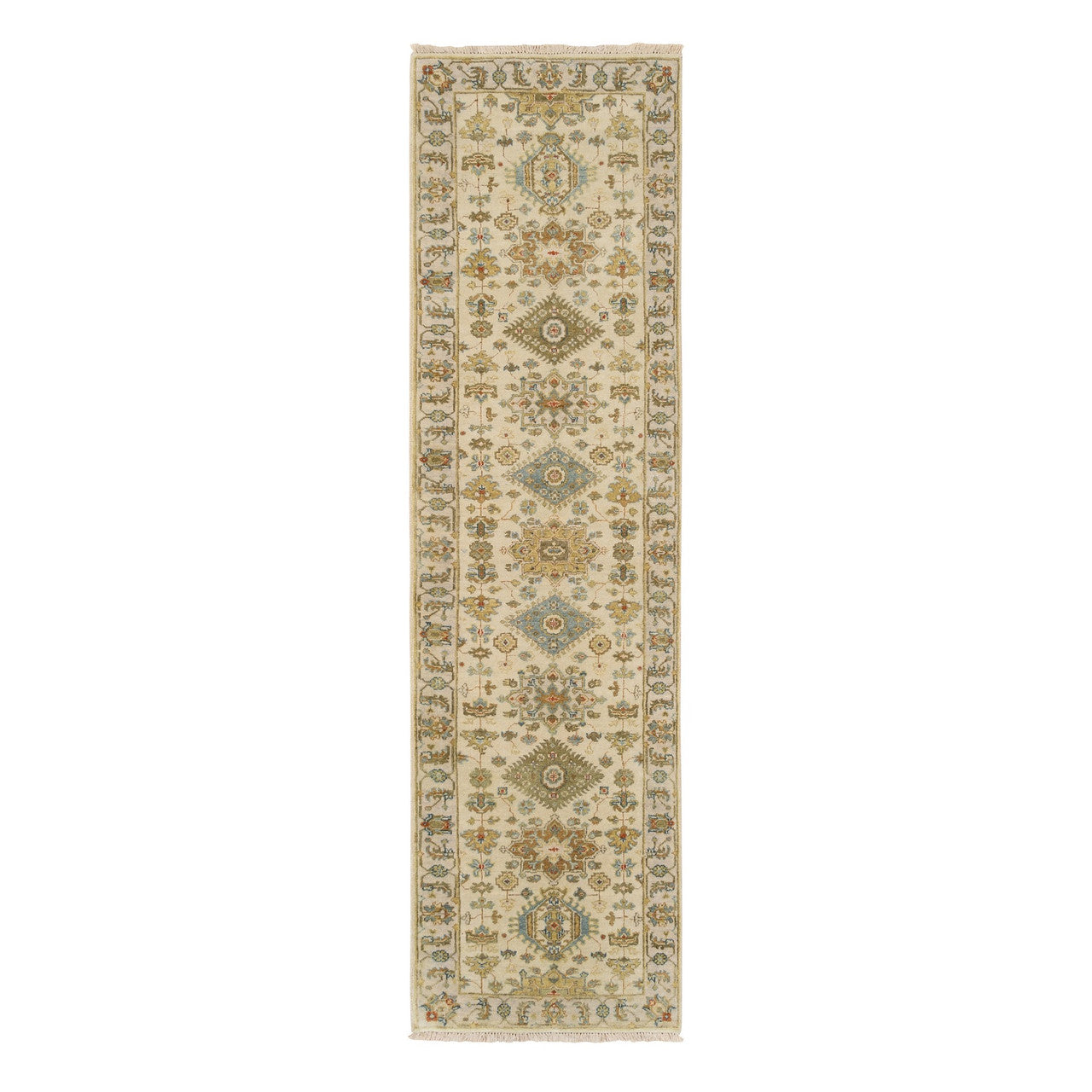 Ivory 2'7" x 9'9" Heriz Light Hand knotted Wool Rug - Sku: O063665