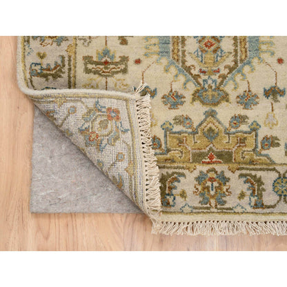 Heriz Wool Hand Knotted Rug Ivory Light Gray 2.7X9.9 -O063665