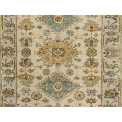 Heriz Wool Hand Knotted Rug Ivory Light Gray 2.7X9.9 -O063665