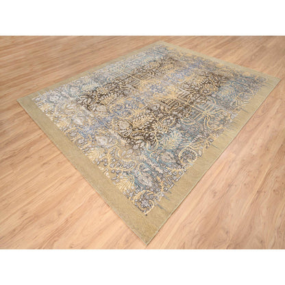 Transitional Wool & Silk Hand Knotted Rug Brown Brown 8.0X9.10 -O063678