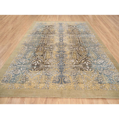Transitional Wool & Silk Hand Knotted Rug Brown Brown 9.2X12.0 -O063680