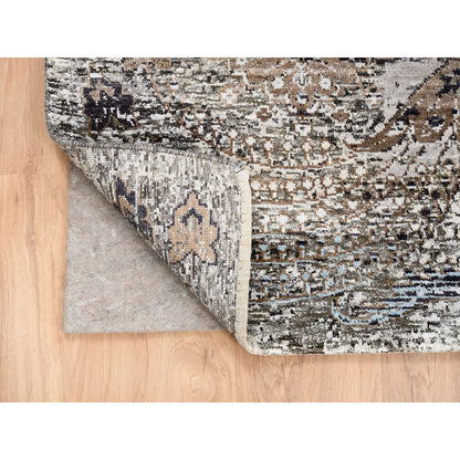 Transitional Wool & Silk Hand Knotted Rug Grey No Border 8.0X8.1 -O063684