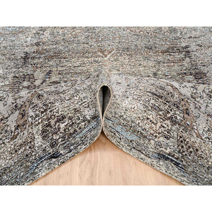 Transitional Wool & Silk Hand Knotted Rug Grey No Border 8.0X8.1 -O063684