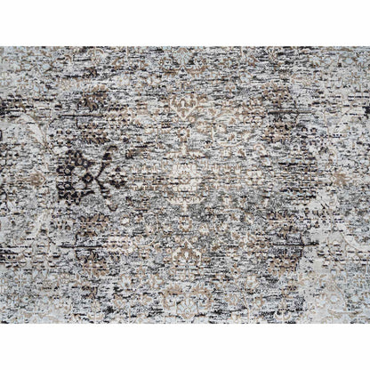 Transitional Wool & Silk Hand Knotted Rug Grey No Border 4.1X6.0 -O063694