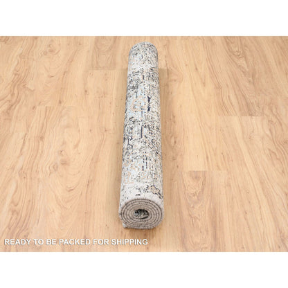 Transitional Wool & Silk Hand Knotted Rug Grey No Border 4.1X6.0 -O063694