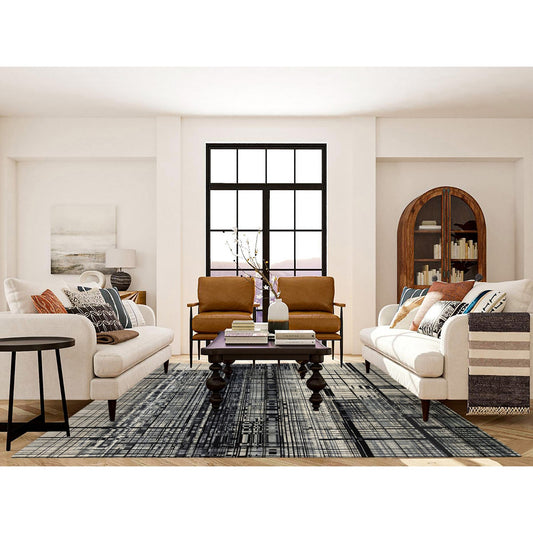 Modern and Contemporary Wool Hand Knotted Rug Black No Border 8.2X9.9 -O063702