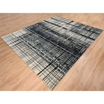 Modern and Contemporary Wool Hand Knotted Rug Black No Border 8.2X9.9 -O063702