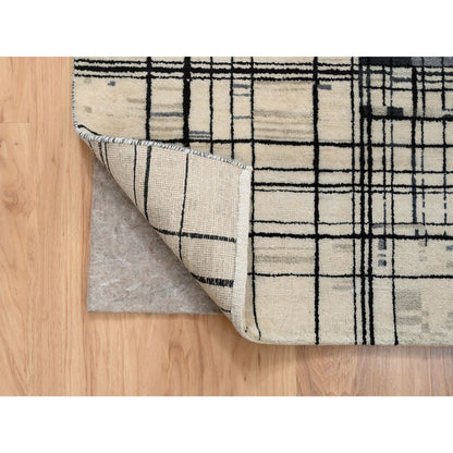 Modern and Contemporary Wool Hand Knotted Rug Black No Border 8.2X9.9 -O063702