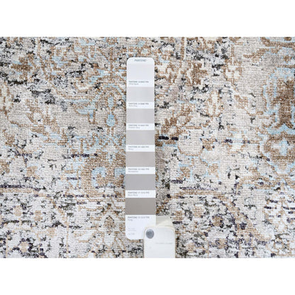 Transitional Wool & Silk Hand Knotted Rug Grey No Border 2.6X10.0 -O063707