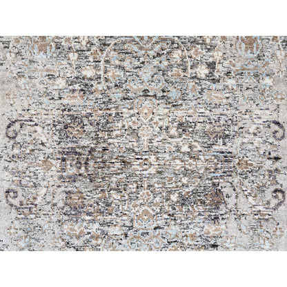 Transitional Wool & Silk Hand Knotted Rug Grey No Border 2.6X10.0 -O063707