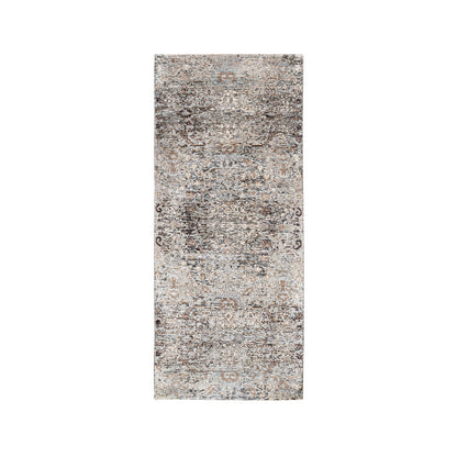 Transitional Wool & Silk Hand Knotted Rug Grey 2.6X6.0  -O063711