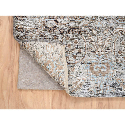 Transitional Wool & Silk Hand Knotted Rug Grey 2.6X6.0  -O063711