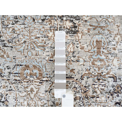 Transitional Wool & Silk Hand Knotted Rug Grey 2.6X6.0  -O063711