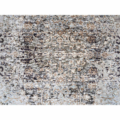 Transitional Wool & Silk Hand Knotted Rug Grey 2.6X6.0  -O063711