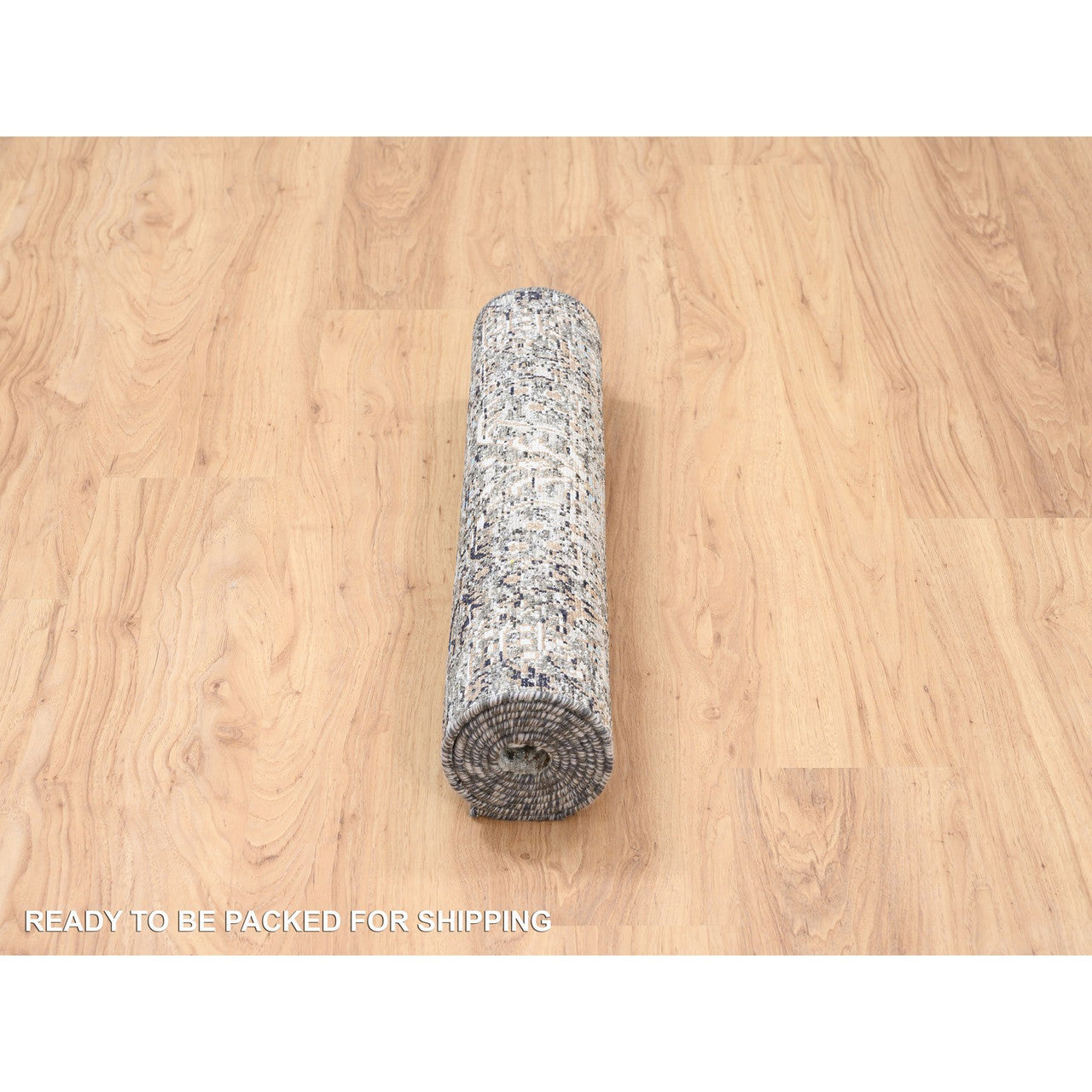 Gray 2'6" x 6'0" Transitional Hand knotted Wool/Silk Rug - Sku: O063711
