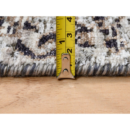 Transitional Wool & Silk Hand Knotted Rug Grey 2.6X6.0  -O063711