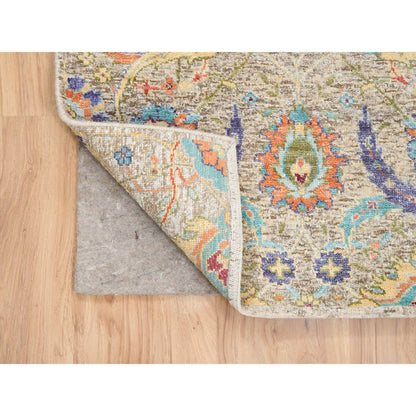 Transitional Wool & Silk Hand Knotted Rug Beige No Border 2.5X10.1 -O063717