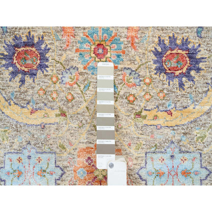 Transitional Wool & Silk Hand Knotted Rug Beige No Border 2.5X10.1 -O063717