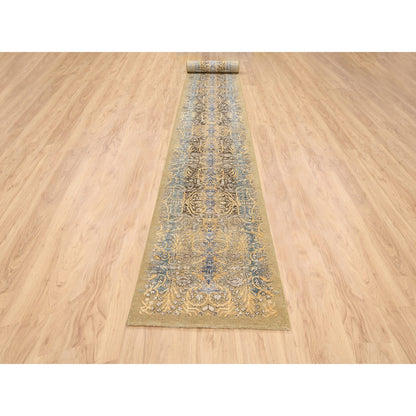 Transitional Wool & Silk Hand Knotted Rug Brown Brown 2.7X22.0 -O063718