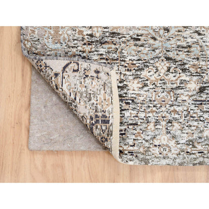 Transitional Wool & Silk Hand Knotted Rug Grey No Border 2.6X16.0 -O063722