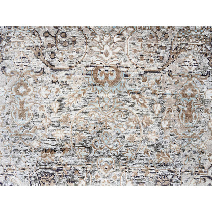 Transitional Wool & Silk Hand Knotted Rug Grey No Border 2.6X16.0 -O063722