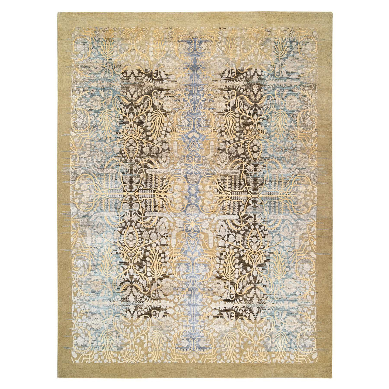 Brown 9'0" x 12'2" Transitional Hand knotted Wool/Silk Rug - Sku: O063724
