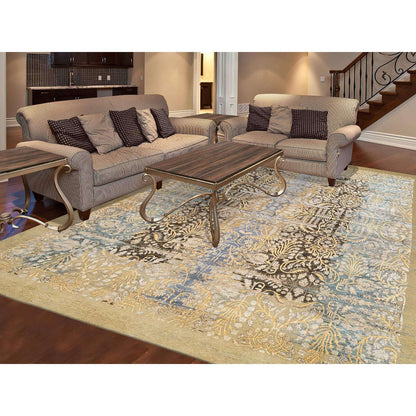 Transitional Wool & Silk Hand Knotted Rug Brown Brown 9.0X12.2 -O063724