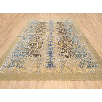 Transitional Wool & Silk Hand Knotted Rug Brown Brown 9.0X12.2 -O063724