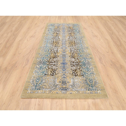 Transitional Wool & Silk Hand Knotted Rug Brown Brown 4.2X10.0 -O063730