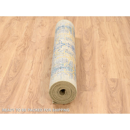 Transitional Wool & Silk Hand Knotted Rug Brown Brown 4.0X12.0 -O063733