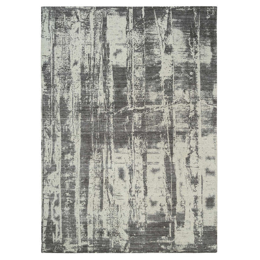 Modern and Contemporary Wool & Silk Hand Loomed Rug Black No Border 9.0X12.0 -O063748