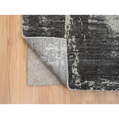 Modern and Contemporary Wool & Silk Hand Loomed Rug Black No Border 9.0X12.0 -O063748