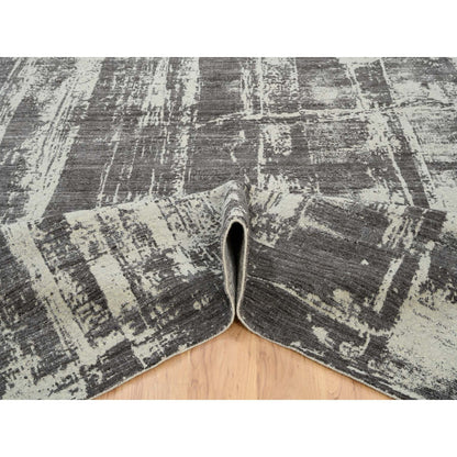 Modern and Contemporary Wool & Silk Hand Loomed Rug Black No Border 9.0X12.0 -O063748