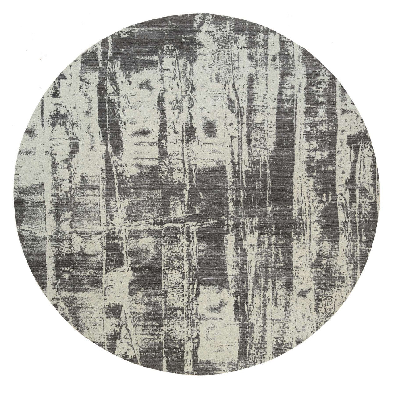 Black 10'0" x 10'0" Modern and Contemporary Handloom Wool/Silk Rug - Sku: O063749