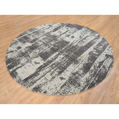 Modern and Contemporary Wool & Silk Hand Loomed Rug Black No Border 10.0X10.0 -O063749