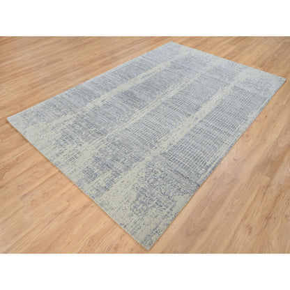 Modern and Contemporary Wool & Silk Hand Loomed Rug Grey No Border 6.0X9.0 -O063753