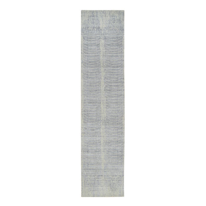 Modern and Contemporary Wool & Silk Hand Loomed Rug Grey No Border 2.6X12.0 -O063754