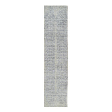 Modern and Contemporary Wool & Silk Hand Loomed Rug Grey No Border 2.6X12.0 -O063754