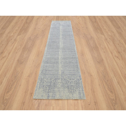 Modern and Contemporary Wool & Silk Hand Loomed Rug Grey No Border 2.6X12.0 -O063754