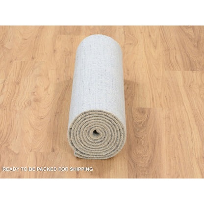 Modern and Contemporary Wool & Silk Hand Loomed Rug Grey No Border 2.6X12.0 -O063754