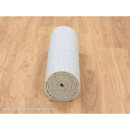 Modern and Contemporary Wool & Silk Hand Loomed Rug Grey No Border 2.6X12.0 -O063755
